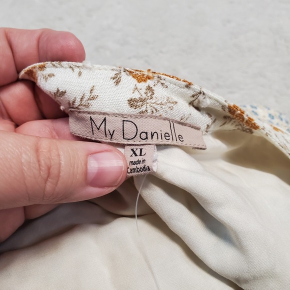 NWT My Danielle Cream Floral Peasant Tiered Maxi Dress XL Cottage Boho Flowy - Picture 9 of 10